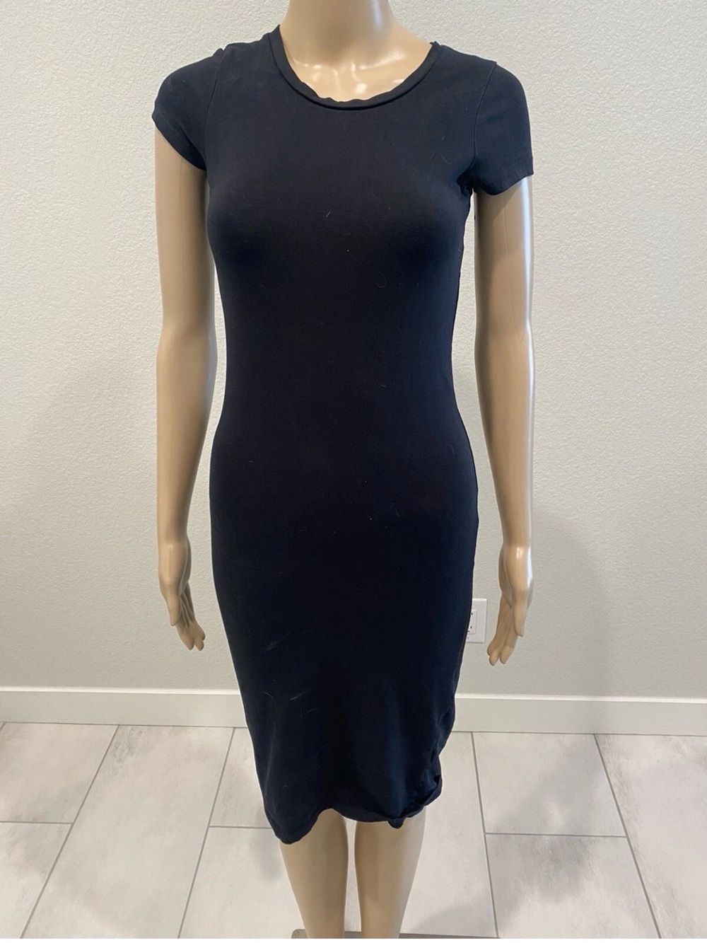 Atmosphere Black Midi Bodycon short sleeve Dress Size 4